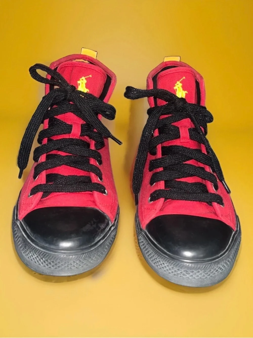 Rare🔥Polo Ralph Lauren ESPAÑA Rudy Red High-Top Sneakers Mens 12D